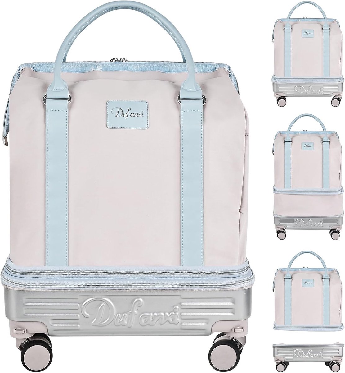 Opvouwbare reistas met wielen - Beige - Grote capaciteit - Lichtgewicht en waterafstotend - Voor Reizen en Winkelen