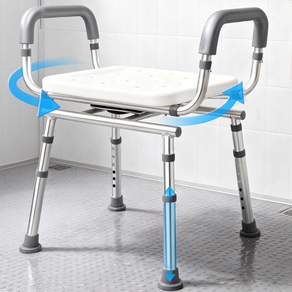 ApexArte® Douchestoel met Armleuningen - Douchekruk Rug - Veilig Douchen