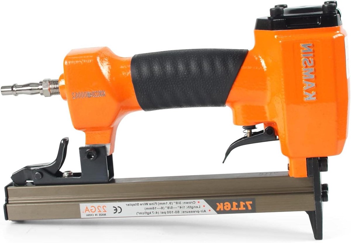 Pneumatische Nietmachine - Tacker Kladhamer - Meubels Bekleden - Lichtgewicht Aluminium - 100 Nietjes - Oranje