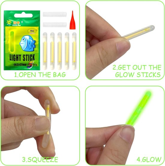 Knick Lights voor Vissen - 50 Stuks Glow Sticks voor Hengels, Ideaal voor Nachtvissen, Waterdichte Verlichting en Lichtgevende Float Poles — afbeelding 2