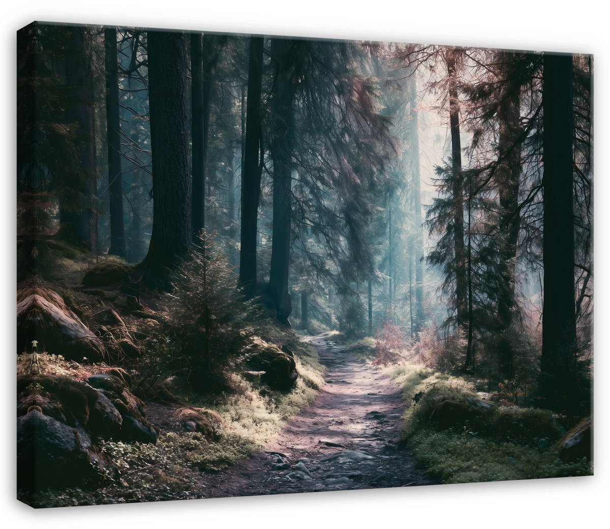 WALLARENA Canvas schilderij 90x60 cm - groen boslandschap met bomen