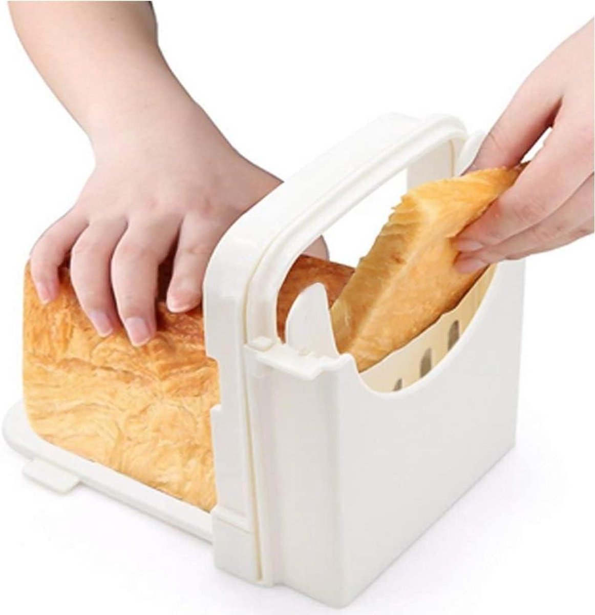 Broodschaaf Snijmal - Brood Snijder - Gelijkmatig Brood Snijden - Instelbare Dikte - 17 x 14 cm - Wit