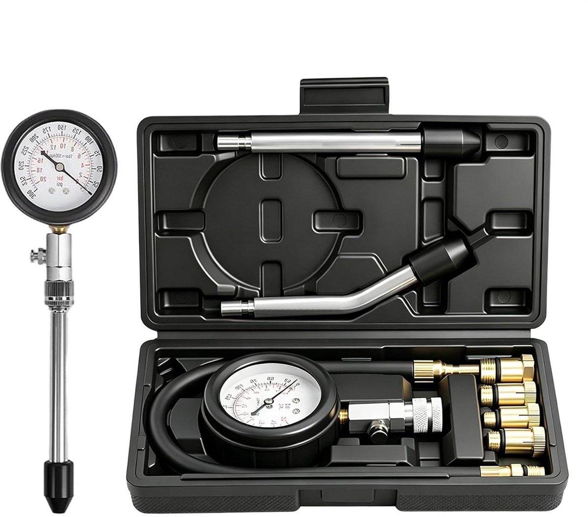 Cilinder Compressietester - Motor Druk Test Kit - Motordiagnostiek Uitvoeren - Snelle Aansluiting - 207 Bar - null