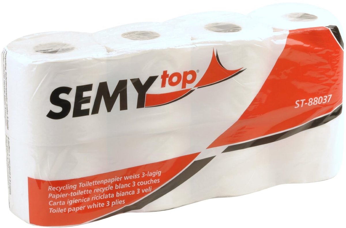 SnelShoppen - Hoogwaardige 3-laags Toiletpapier, 250 Vellen per Rol, Gerecycled Wit, 56 Rollen in 7-Pak, Perfect voor Thuis, Kantoor en Publieke Inste