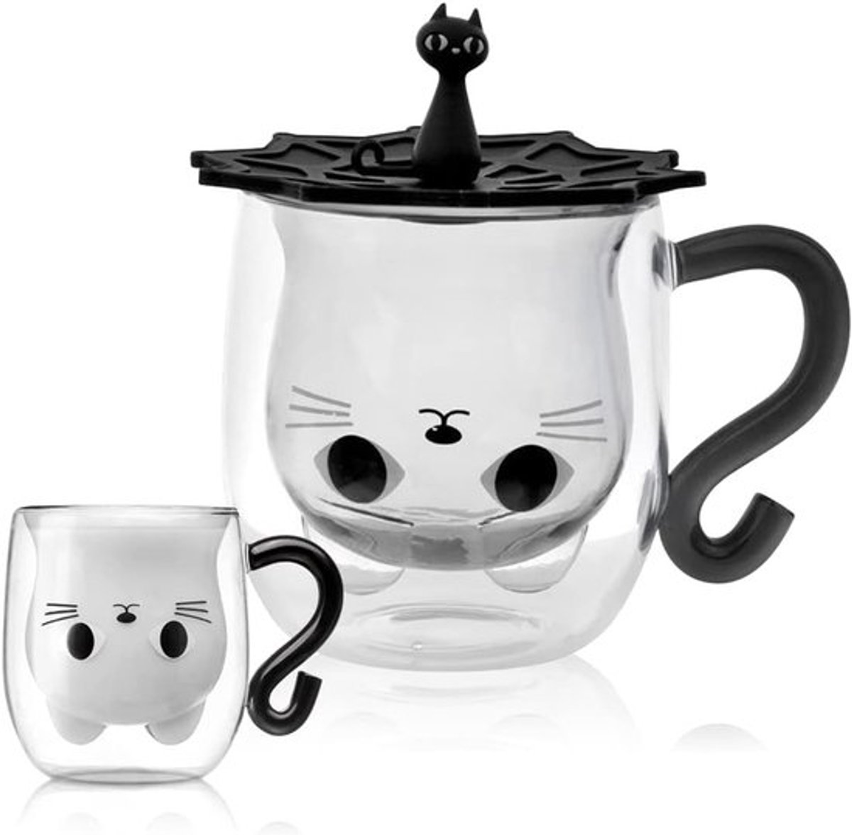 Dubbelwandige glazen met handvat, schattige katten koffieglazen, perfect voor latte, cappuccino en thee, ideaal als cadeau voor vrouwen en moeders