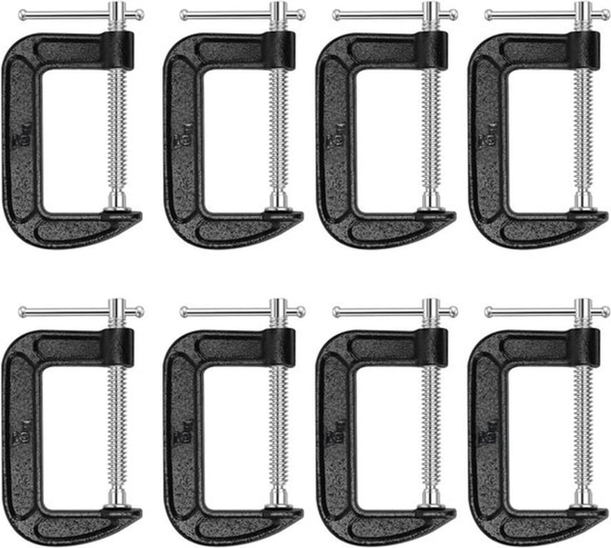 8 Stuks 2 Inch Kleine G Klemmen, Bekopening 55mm Zwarte Gietijzeren Mini C Klemmen voor Houtbewerking, Lijmen en Bouwwerkzaamheden