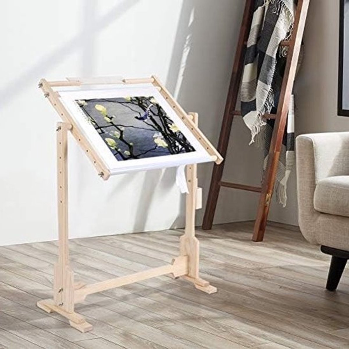 Verstelbare Tapestry Vloerstandaard voor Borduren, Houten Frame voor Cross Stitch en Handmatige Borduurtechnieken
