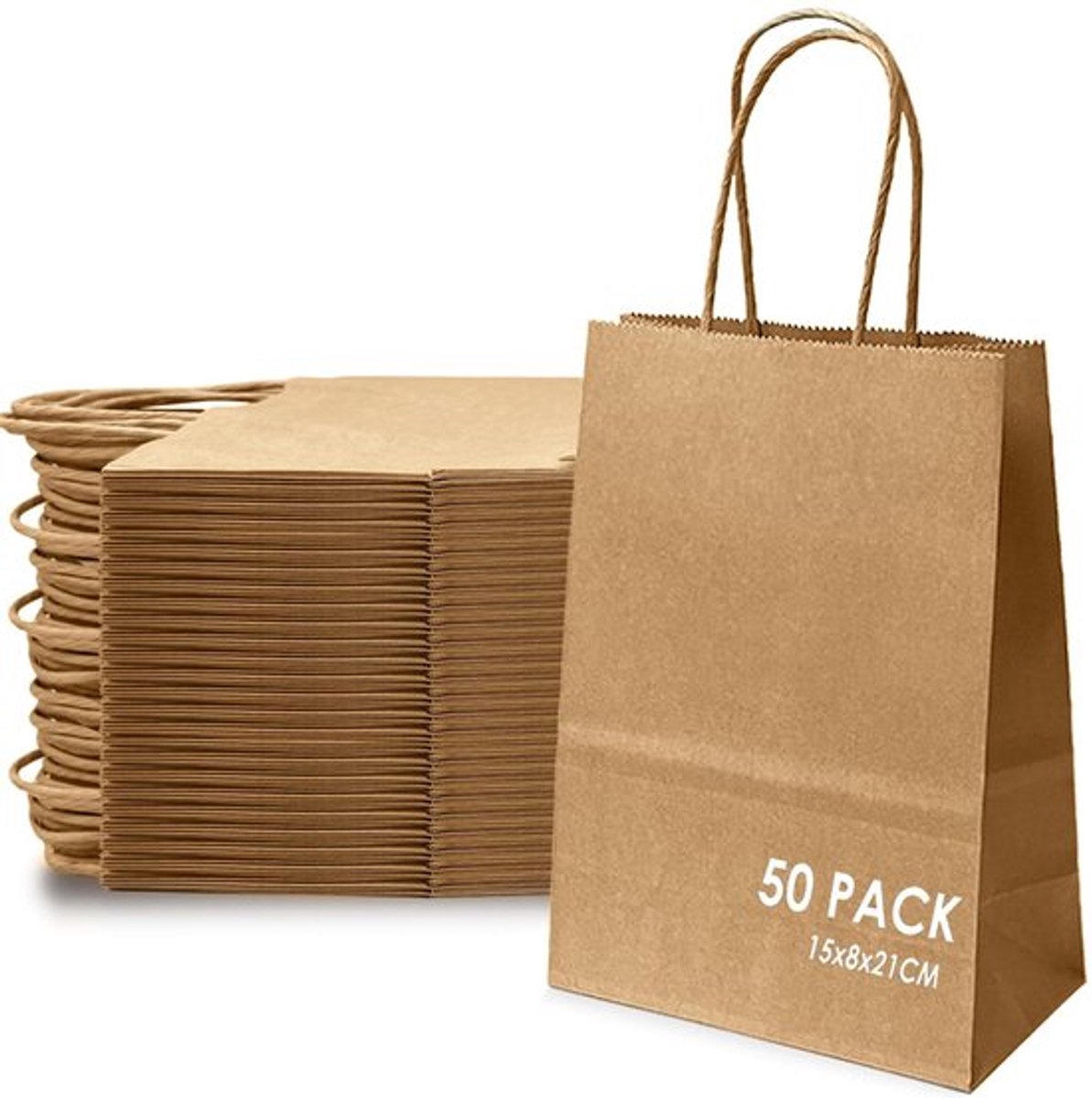 Kraftpapierzakken - 50 stuks - Duurzaam en herbruikbaar - Bruin - Perfect voor feesten en verpakking - Voor verjaardagen en kerst