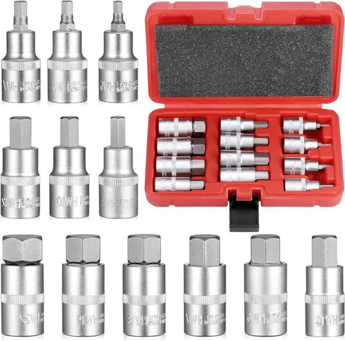 Complete Set van 12 Stuks Zeskant Steeksleutels voor Professioneel Gebruik en Doe-Het-Zelf Klussen