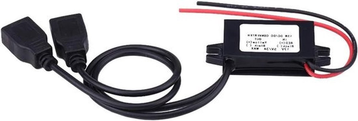 Dual USB Oplaadadapter 3A DC 12V naar DC 5V voor Auto, Motor en Telefoon Opladen met Snelle Laadfunctie
