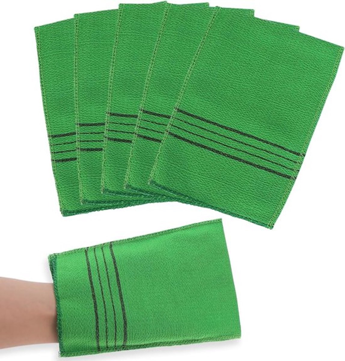 5 Stuks Exfoliërende Handschoenen voor Dode Huidverwijdering - Dubbelzijdige Scrubdoeken voor een Verfrissende Douche Ervaring