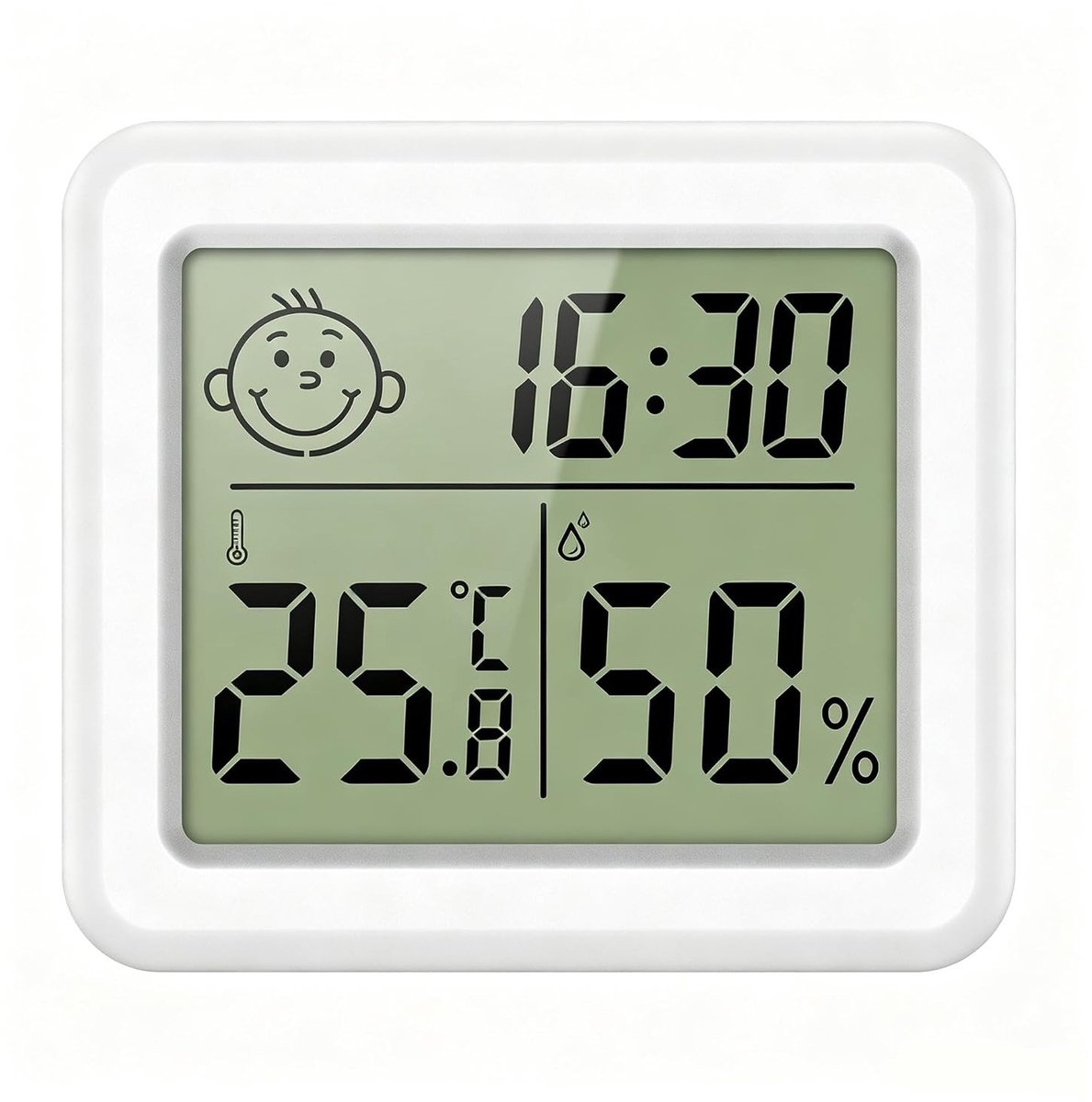 Digitale Mini-Thermometer - Zwart - 3,2 inch - Draagbare Hygrometer met Klok - Voor Binnengebruik
