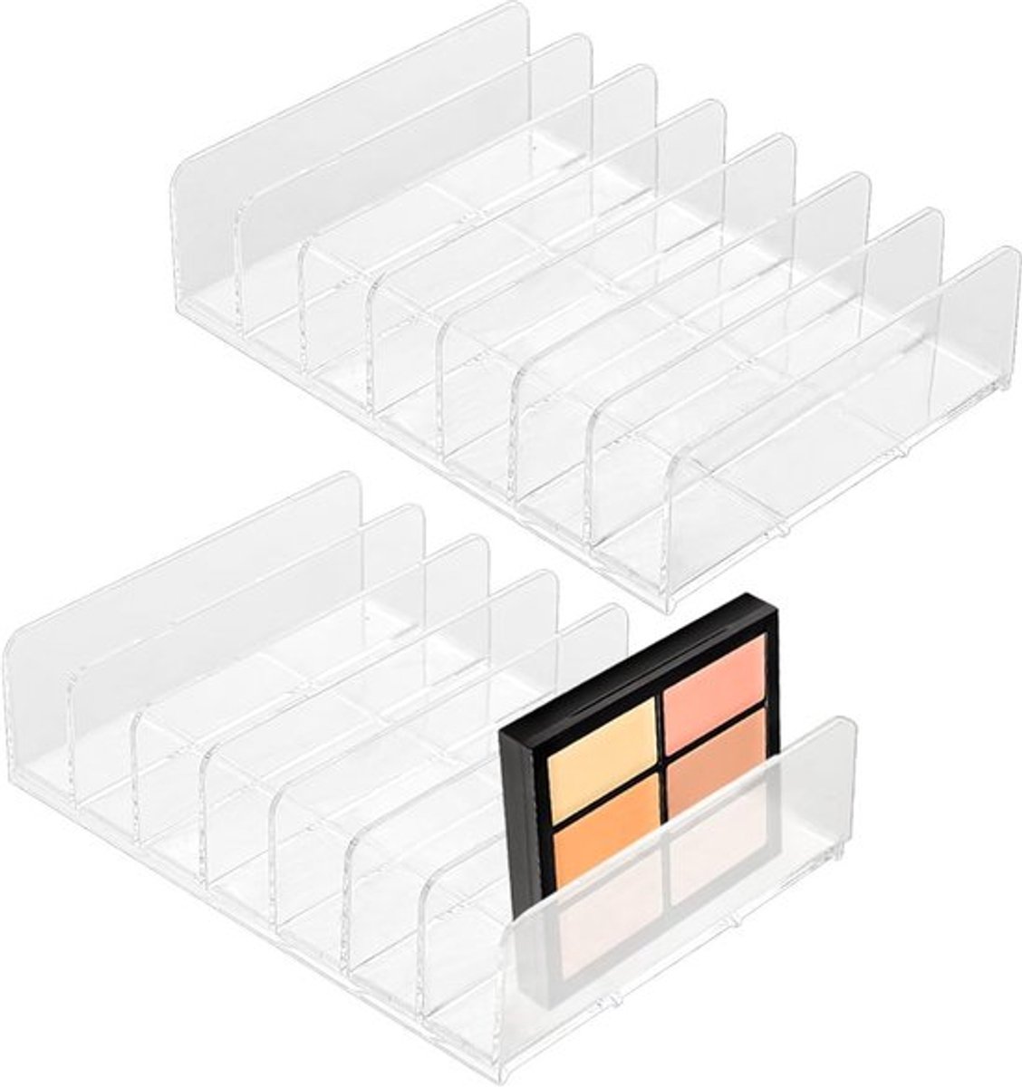 2 Stuks Oogschaduw Palette Organizer, Acryl Houder voor 7 Paletten, Duidelijke Make-up Organizer voor Oogschaduw, Nagellak en Lipstick
