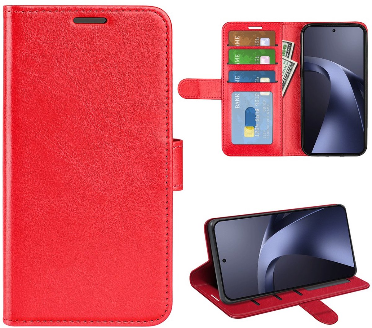 MobyDefend Hoesje - Geschikt voor Xiaomi 17T Pro - Wallet Book Case (Sluiting Achterkant) - Rood