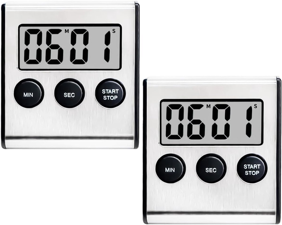 Keuken Timer met Geluid - LCD Scherm - Magnetisch - Perfect voor Koken en Leren - SnelShoppen