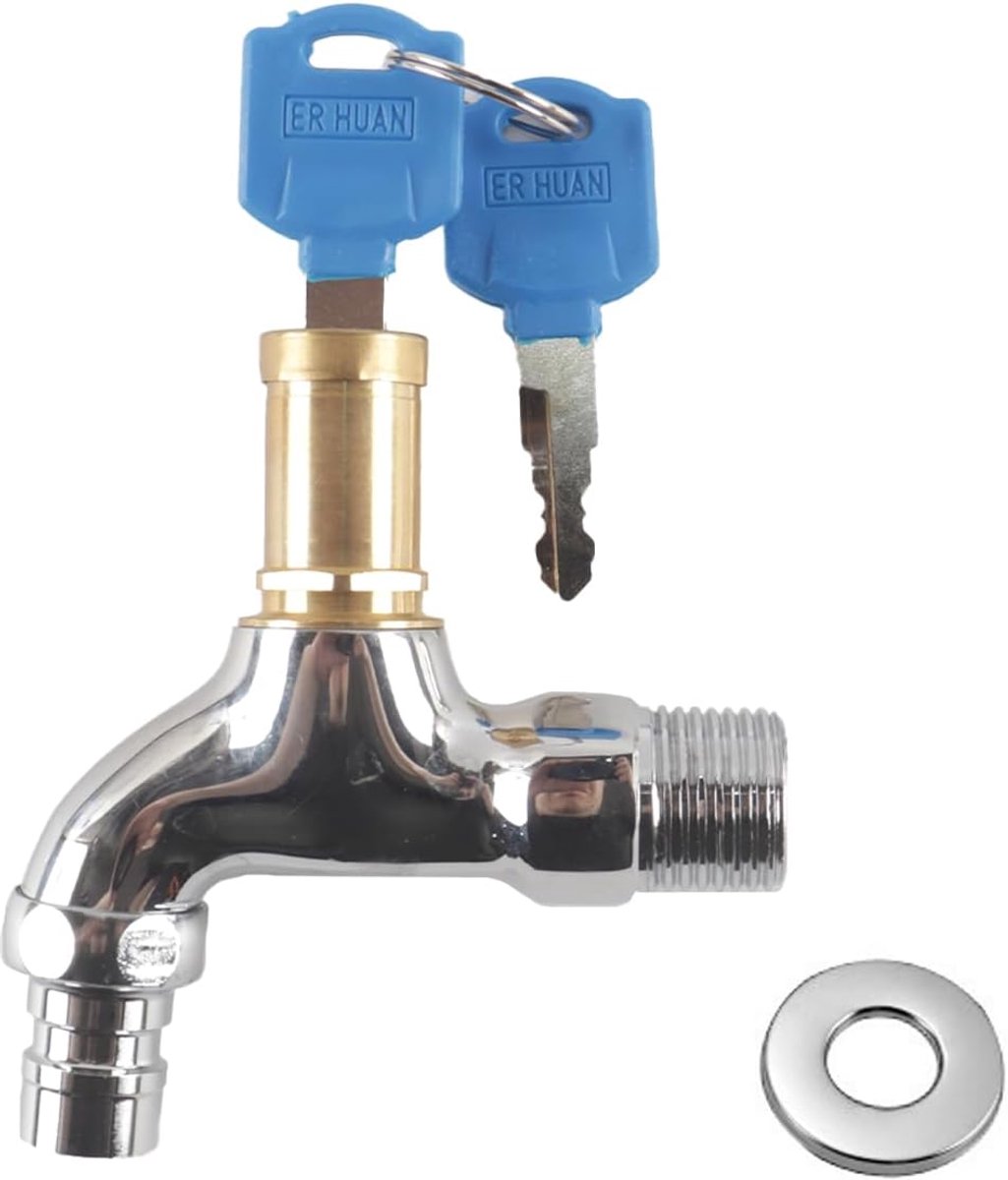 Lockable outdoor tap with lock, anti-theft tap, lock button for outdoor, washing machine in the garden, bathroom or - ShopVlot