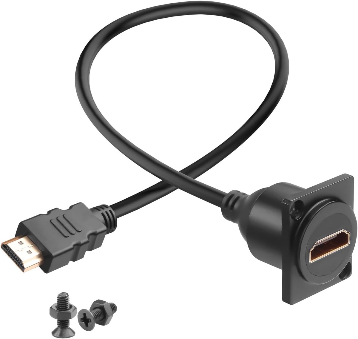SnelShoppen - HDMI 2.0 Paneel Mount Verlengkabel Adapter 4K@60Hz Male naar Female 30cm voor HDTV Monitor Projector, Stabiele Audio Video Verbinding