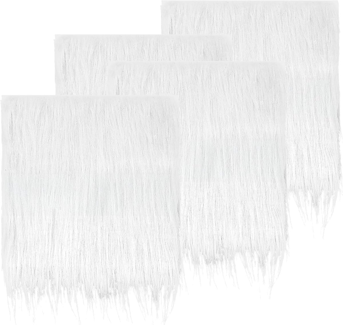 SnelShoppen - Pack van 4 nepbont vachtstoffen op de meter 25x25 cm, wit, decoratief voor thuis of warm in de winter, veelzijdig gebruik, luxe uitstral