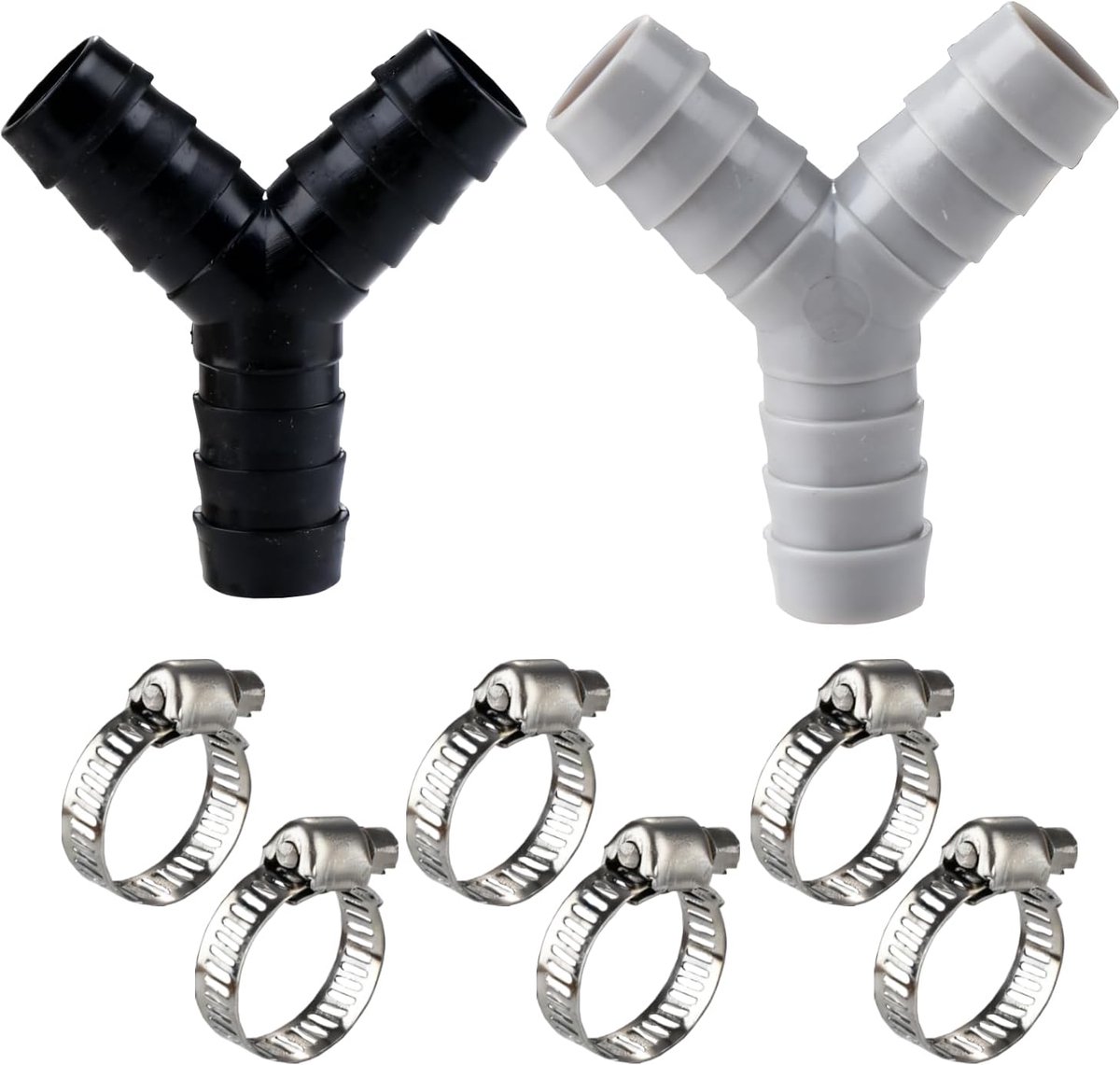 SnelShoppen - 2 Pcs Y Distributor Set, Wasmachine Afvoer en Vaatwasser Aansluiting, Dubbele Verbinding Adapter met 6 Slangklemmen, Eenvoudige Installa