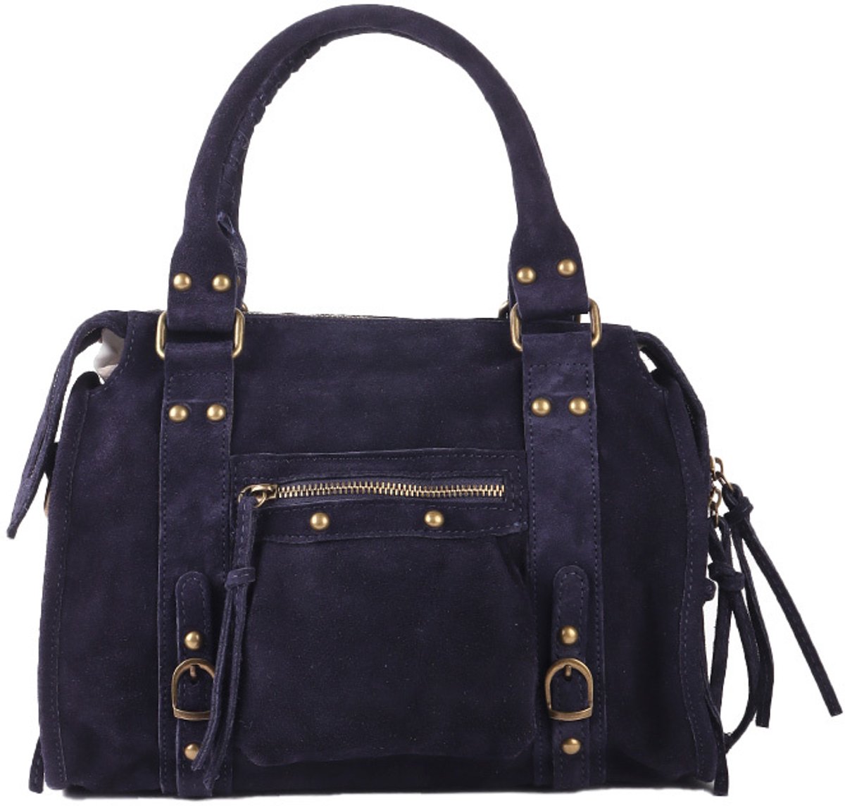 Giuliano suede handtas Delphine - Dames - Made in Italy - Donkerblauw