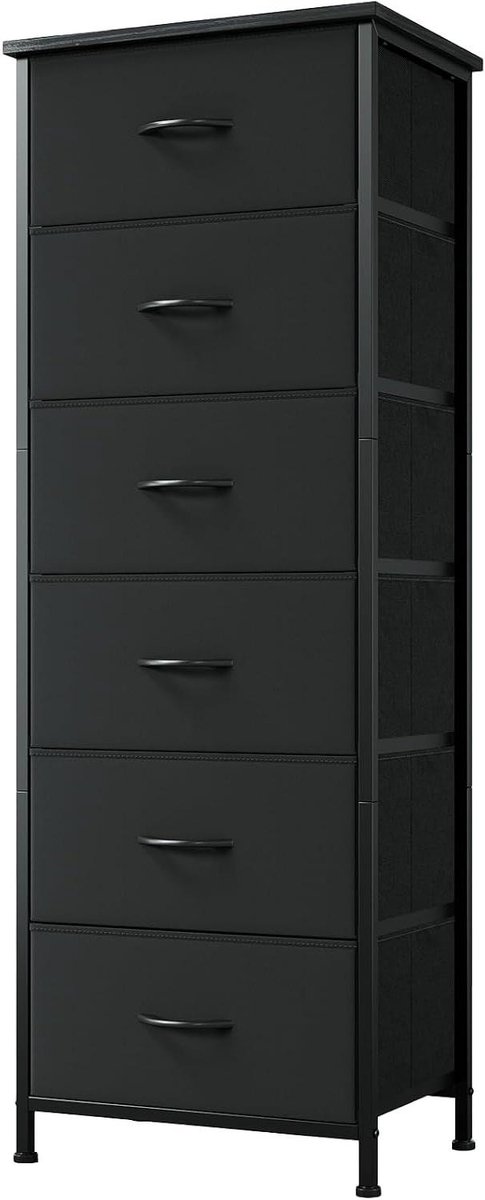 Ladekast Met Lades - Opbergkast - Slaapkamer Organiseren - Stalen Frame - 115 cm Hoog - Zwart
