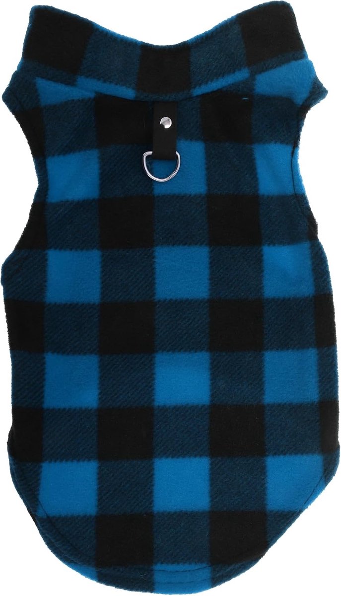 SnelShoppen - Warm Vest voor Honden en Katten - 1 Pack Kleine Hond Kat - Blauw Zwart - Fleece Materialen voor Herfst en Winter