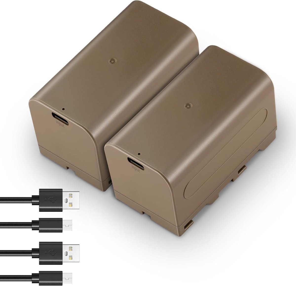 SnelShoppen - Set van 2 Vervangbare Batterijen 4400mAh voor NP-F750, Snelladen in 4 Uur met USB C Kabel, Oplaadbare Camera, Videolicht en Monitor