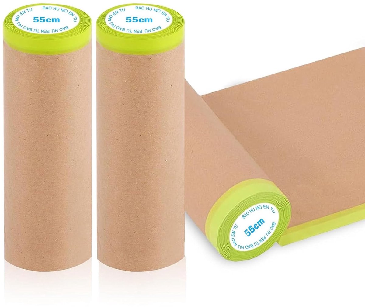 SnelShoppen - Paint Cover Paper Set van 3 Rollen met Zelfklevende Strips, 55 cm x 15 m Maskingtape voor Verven, Bescherming van Vloeren en Ramen