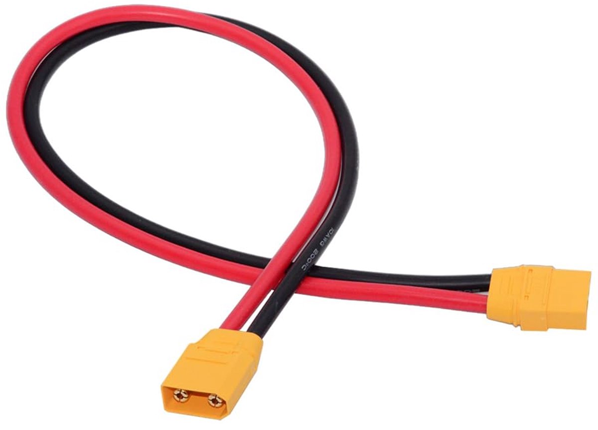 SnelShoppen - 10AWG XT90 Stekker op Stekker Verlenger Kabel voor RC-Batterij, Drones en Zonnepanelen - 50cm, Geel Kunststof, Duurzaam en Betrouwbaar