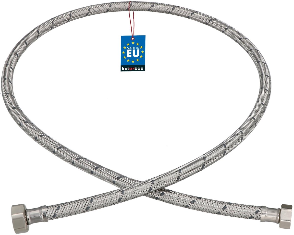 KOTARBAU® Flexibele Aansluitslang 1/2“ x 3/8“ - Flexibele Kraanslang 120 cm - Sanitaire Aansluitslang - Flexibele Verbindingsslang - Aansluitslang Armatuur - met Roestvrijstalen Vlechtwerk