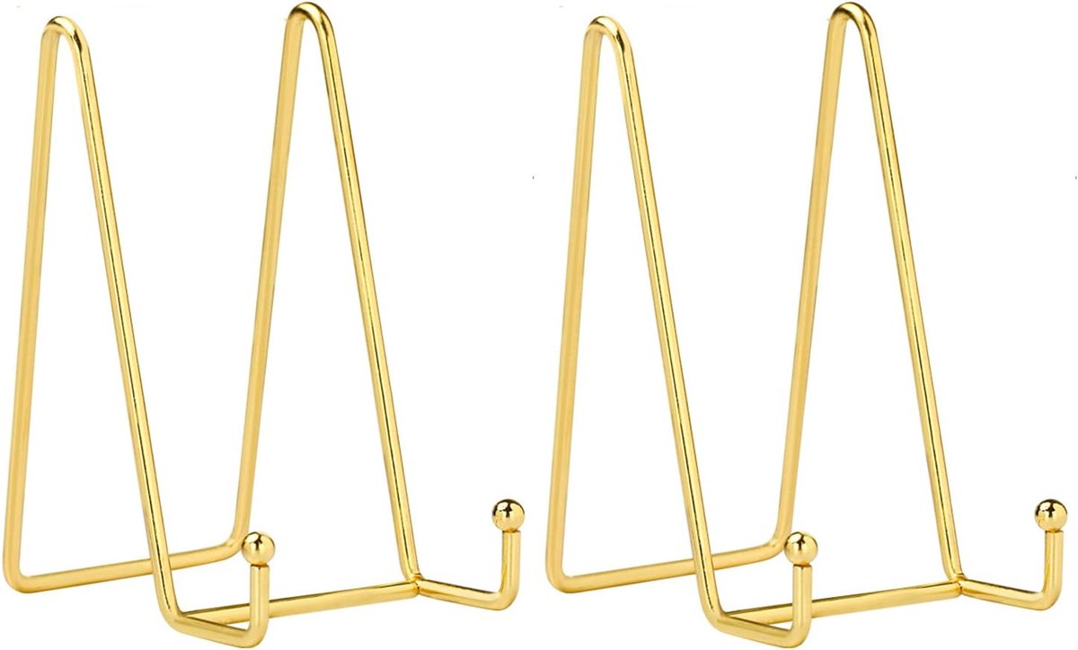 Plank - Bordenstandaard - Displaystandaards voor Borden en Foto's - 15,1 cm Metalen Rek - 2 stuks - Goud