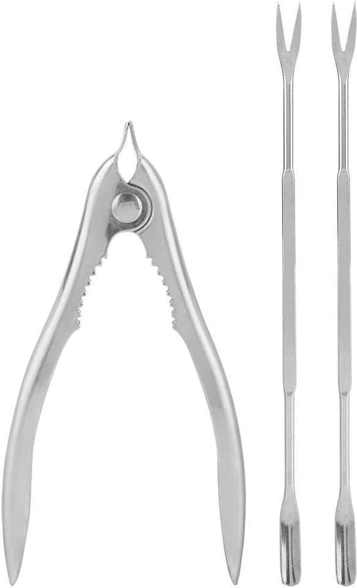 SnelShoppen - Multifunctionele Seafood Tool Set RVS Notenkraker Schelpvis Vork Garnalen Kreeft Krab Kraker met Getande Uitsparingen voor Thuis Feest P
