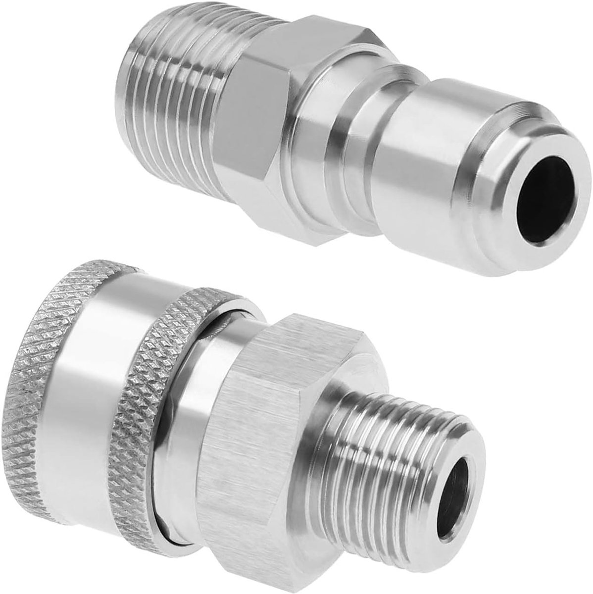 SnelShoppen - 2 Stuks Hoge Druk Wasadapter 3/8 Inch BSP Mannetje Draad Aansluiting Snelle Verbinding Stekker Plug RVS Koppeling voor Hogedrukreiniger