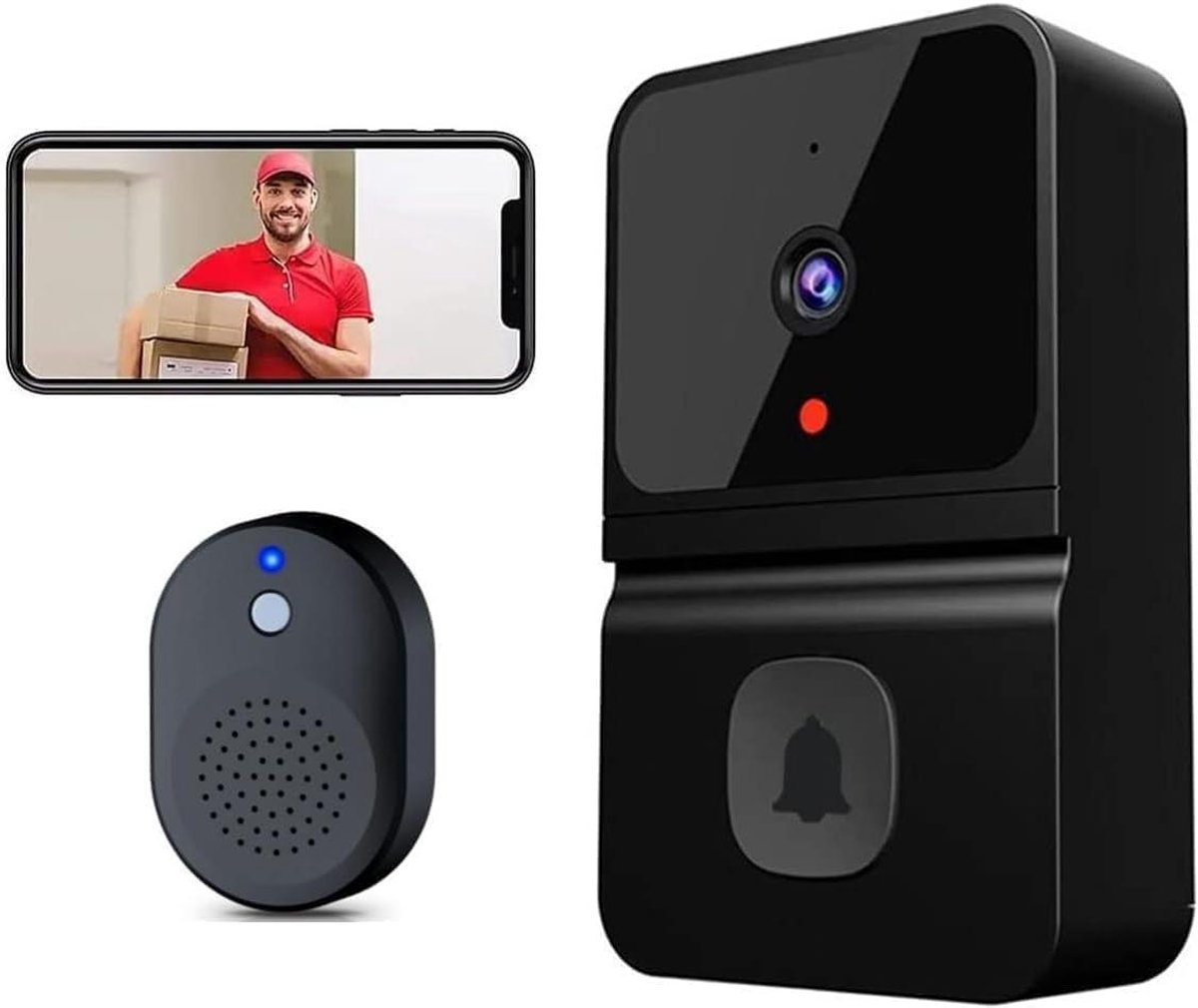Slimme Videodeurbel - Camera Deurbel - Huis Beveiliging - Draadloze Chime - 160 Graden Kijkhoek - Zwart