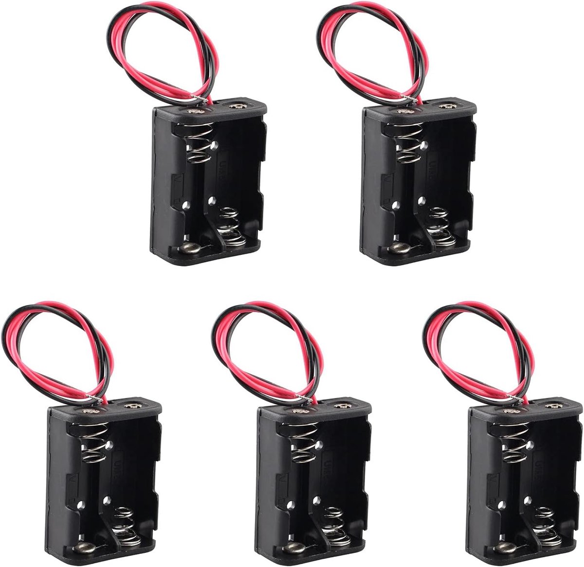 5Pcs 2×12V 23A Plastic Spring Clip Battery Holder Case Storage Box 24V 23A Battery Holder with Wire Black - ShopVlot