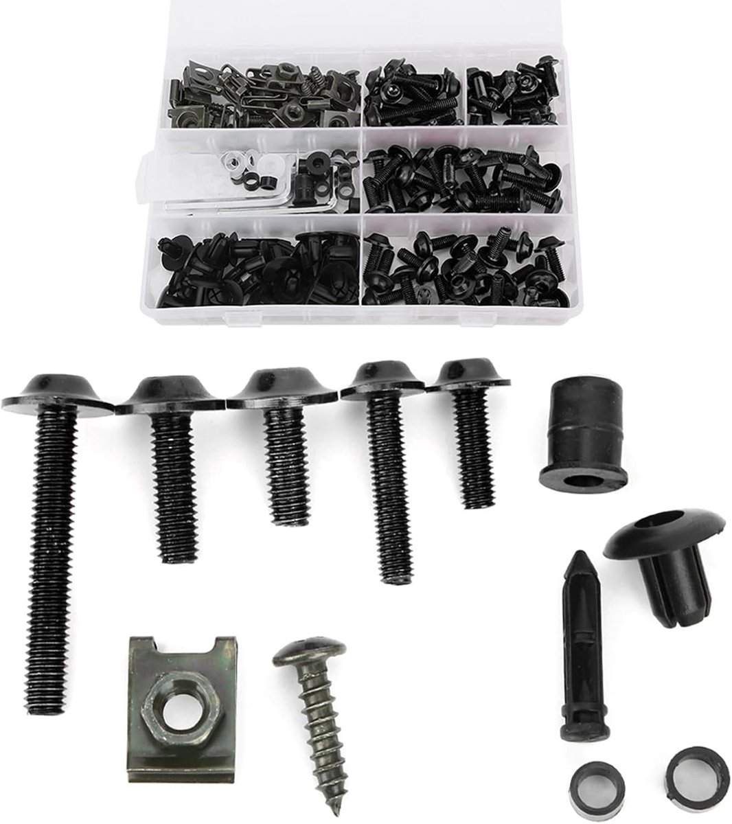 SnelShoppen - Fairing Bolt Kit 198pcs Set M5 M6 Bevestigingsschroeven Motorfiets Accessoire Zwart Aluminium