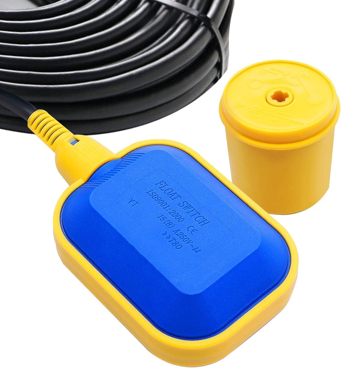SnelShoppen - 2M Kabel Float Schakelaar voor Waterpeil Regeling, Vloeistof Sensor, Septische Tank, Vuilwaterpomp, Water Tank, 0-60°C