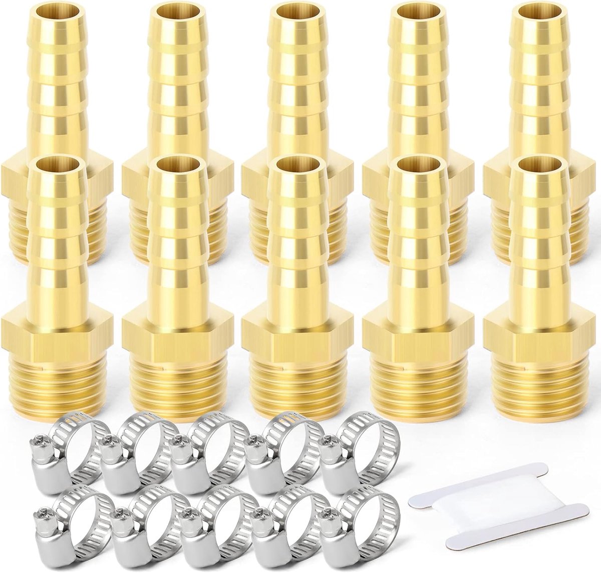 10pcs 6mm OD Barb To 1/4" Male BSP Connectors, Brass Hose Connector Compression Fittings - ShopVlot