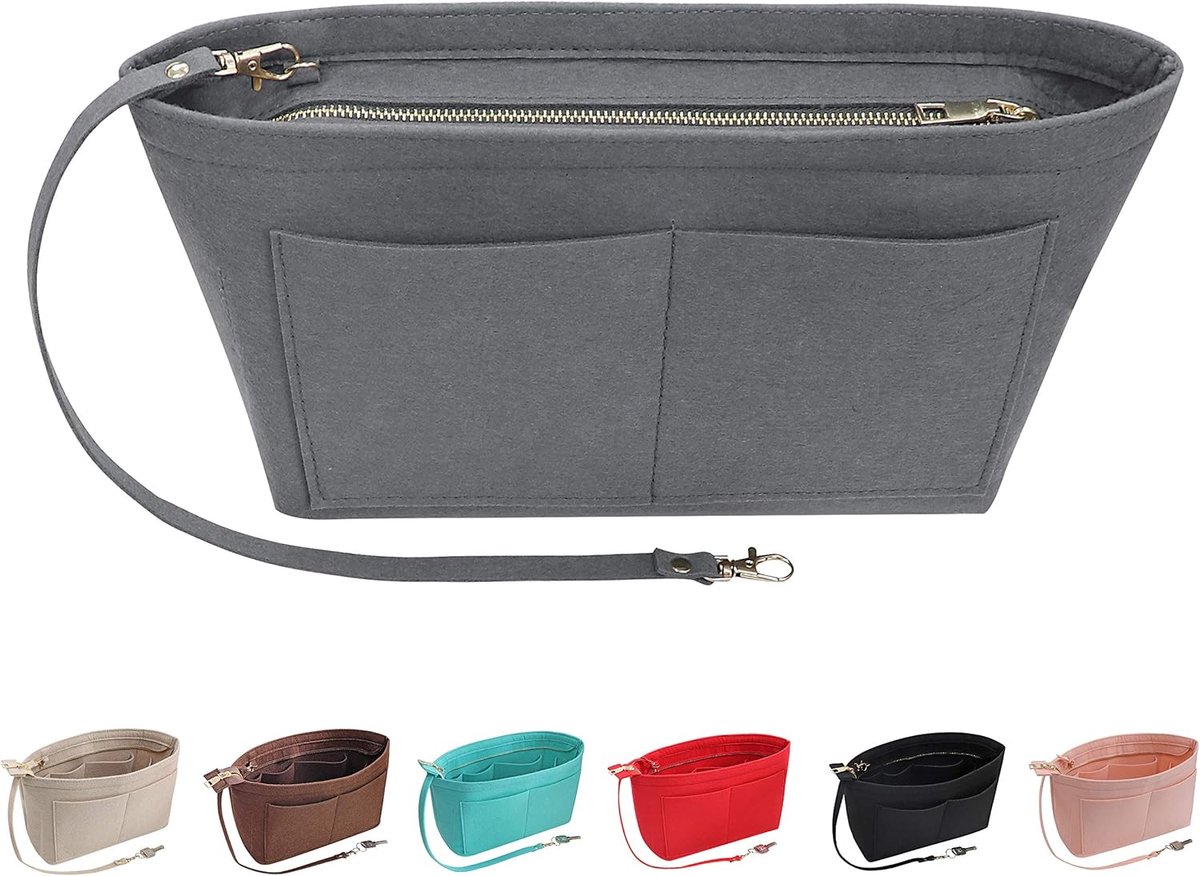 SnelShoppen - Felt Handbag Organizer Tas Organizer Vilt Inzet Tas Organizers Meerdere Vakken Schoudertas voor Vrouwen, Grijs-M