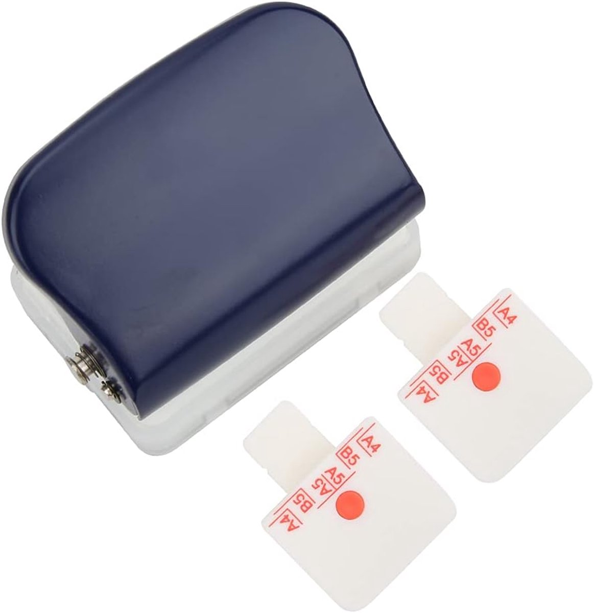 SnelShoppen - Handmatige Papierpons B5 (26 Gaten) - Multifunctioneel Met Schaal voor A4 (30 Gaten) en A5 (20 Gaten) - Donkerblauw Kantoorbenodigdheden