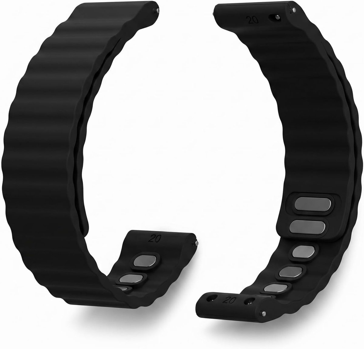 SnelShoppen - Horlogeband Magnetisch Comfortabel 20mm Siliconen Universeel Buiten Zwart Modern Ademend