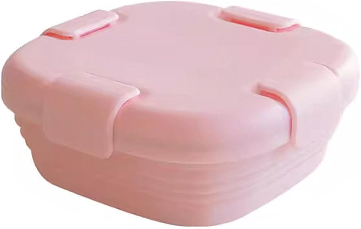 SnelShoppen - Vouwbare Lunchbox, Vouwbare Siliconen Bewaarboxen, Siliconen Lunchcontainers, Voor Kamperen en Picknick, 15 cm, 6.5 cm Hoog