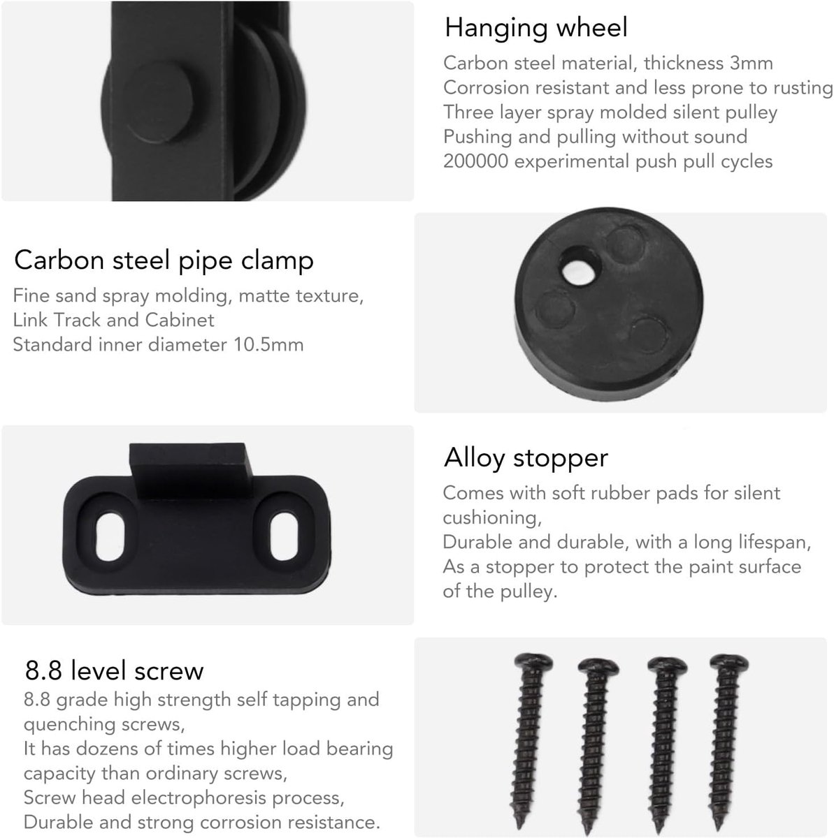 SnelShoppen - Barn Door Hardware Kit - Schuifdeursysteem voor houten deur - Stil, soepel en eenvoudig te installeren - Perfect voor enkele of dubbele