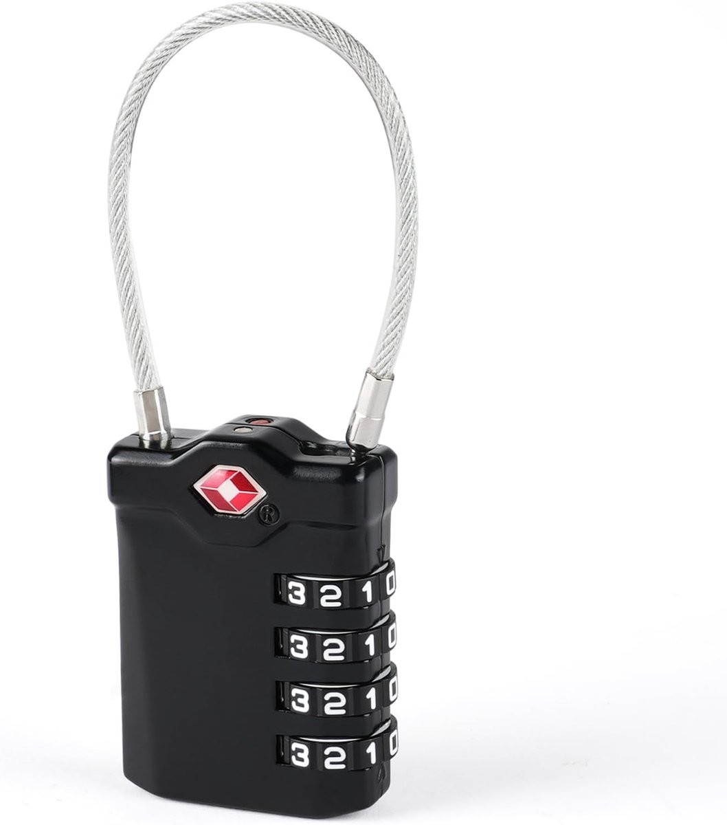 SnelShoppen - Flintronic TSA Reis Kofferslot - 4 Cijfer Combinatie Veiligheidslot met Open Alarm Indicator voor Reisbagage, Koffer, Tas, Spin, Bagage