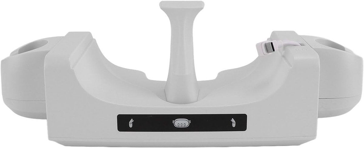 SnelShoppen - VR Oplaadstation voor VR Headset, Oplaad Dock met LED Indicator, Magnetisch VR Lader voor Wandmontage met 2 Batterijen en USB C Kabel