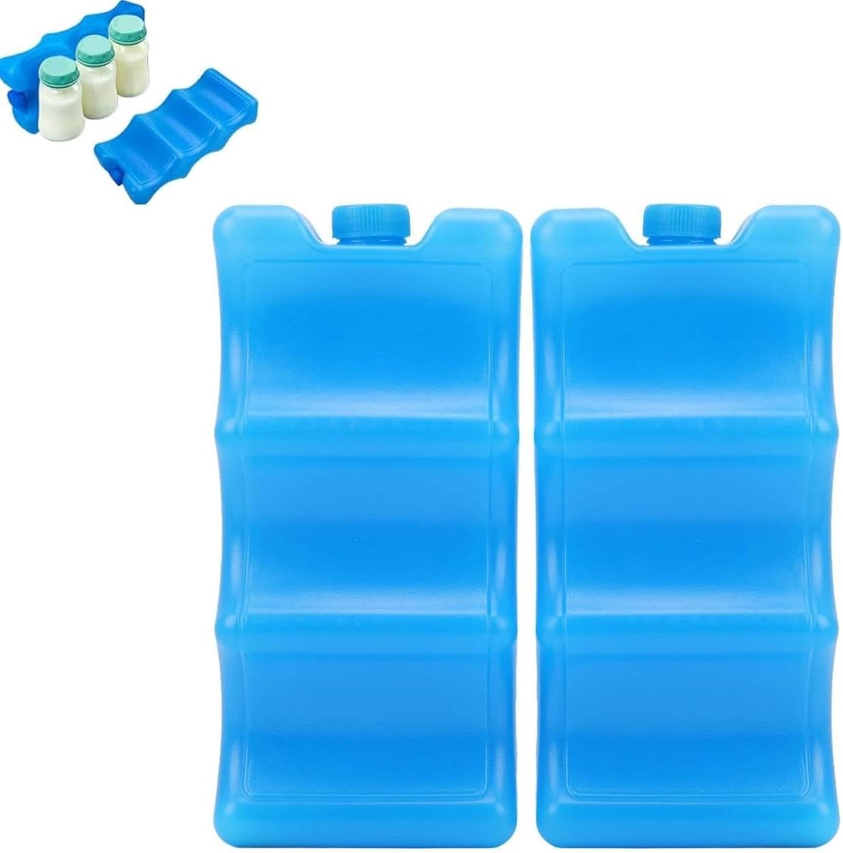 SnelShoppen - Pack van 2 Koelaccu's 600 ml Herbruikbaar voor Koeltas, Ideaal voor Borstvoeding, Golf Design voor 6 Flessen (21 x 10 x 5 cm)