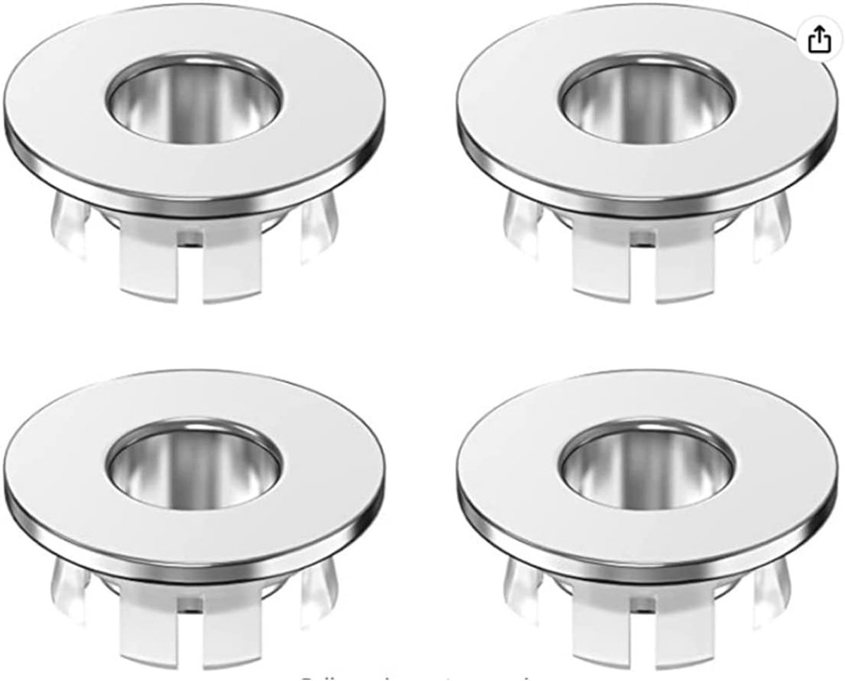 SnelShoppen - 4 Packs Overloop Ring Deksel Badkamer Wastafel Gat Deksel Overloop Deksel Ronde Gat Inzetstukken Reserveonderdelen voor Badkamer Keuken