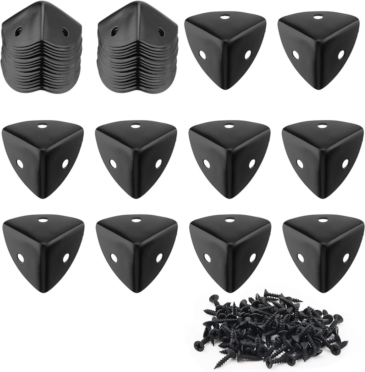 Pack of 40 Metal Corner Protectors - 25 x 25 x 25 mm - Corner Protection - Black - ShopVlot