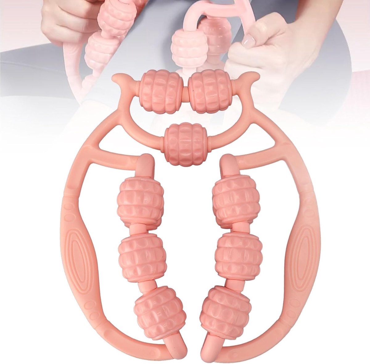 SnelShoppen - Circular Leg Clamp Massager, Ergonomische Massager voor Ontspanning van Strakke Spieren, 15 Draaibare Wielen, Roze, Indoor Sport Yoga Bo