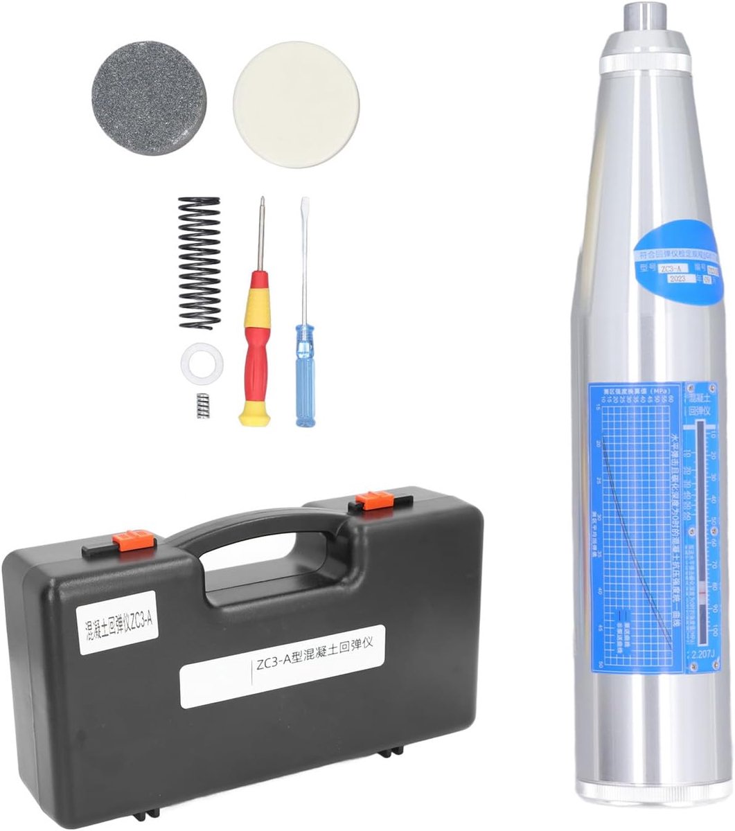 SnelShoppen - Concrete Rebound Test Hammer - Mechanische Rebound Tester voor Beton, Baksteen en Mortel - Lichtgewicht en Draagbaar - Precisie en Stabi